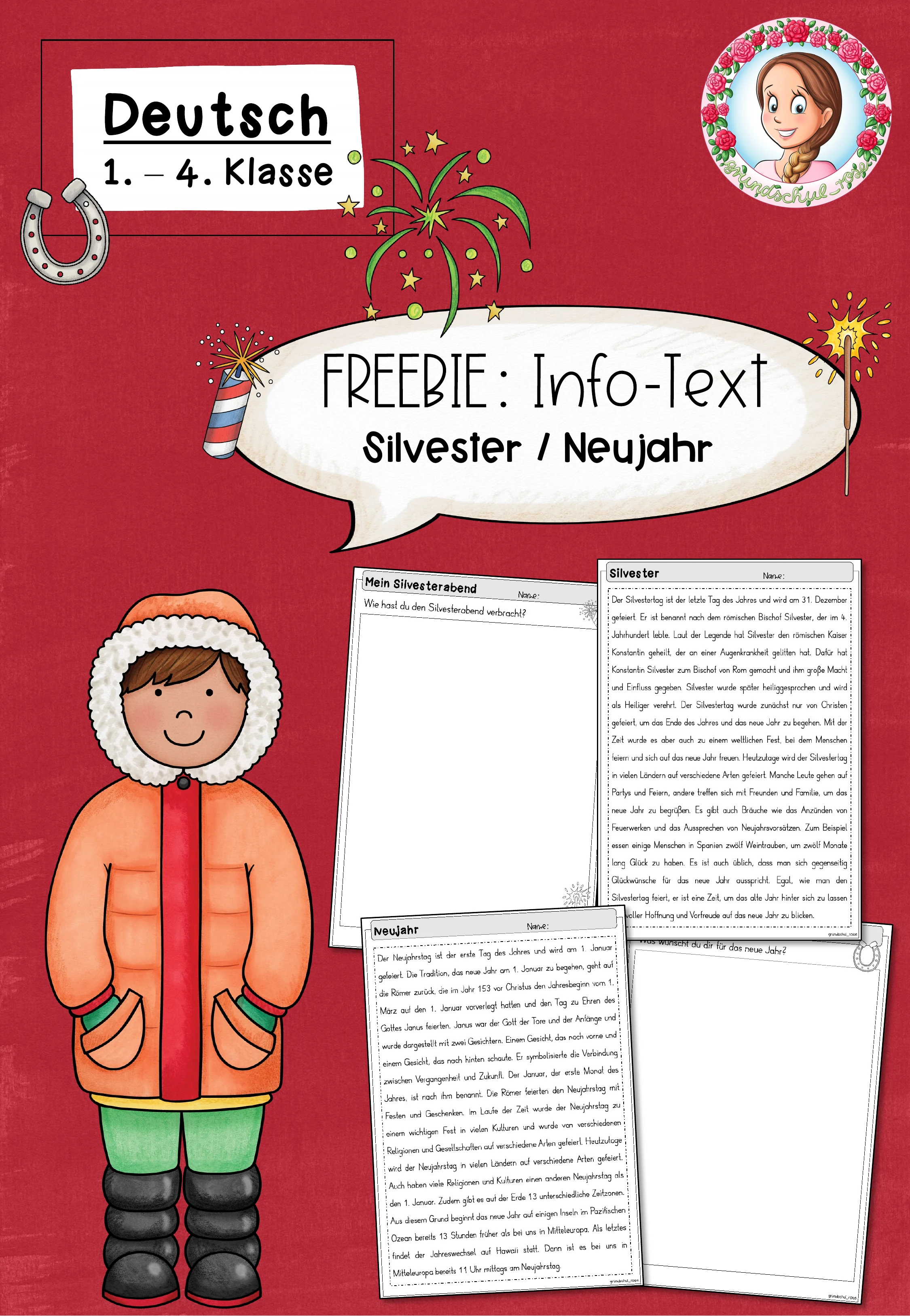 FREEBIE: Infotext zu Silvster und Neujahr (1-4. Klasse)