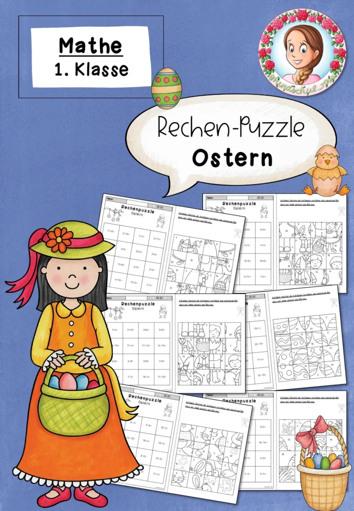 Rechenpuzzle Ostern Mathematik Klasse 1 - Cover für Klasse 1