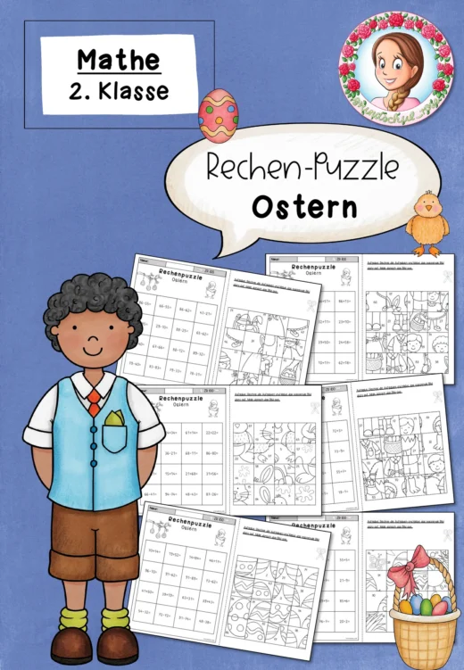 Rechenpuzzles Ostern ZR 100 (Klasse 2) Addition Subtraktion Mathematik