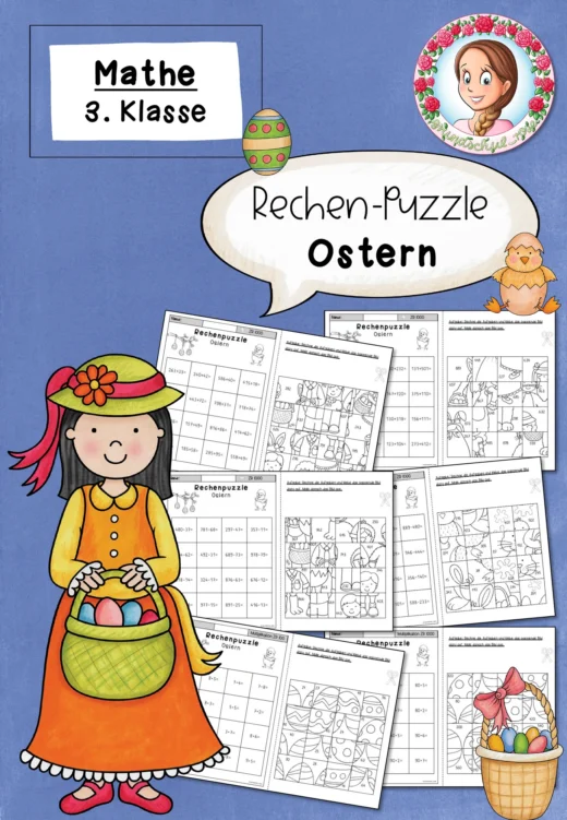Rechenpuzzles Ostern (Klasse 3) ZR 1000 Addition Subtraktion Multiplikation Mathe