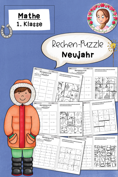 Rechenpuzzle Neujahr (1. Klasse – ZR 20) – Addition & Subtraktion zum Jahresstart (1039144)