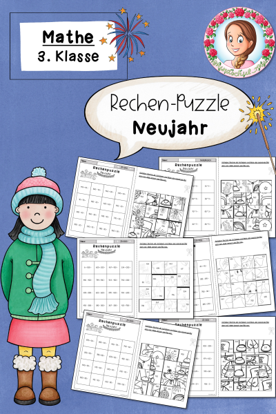 Rechenpuzzle Neujahr (3. Klasse) – Addition, Subtraktion, Multiplikation & Division zum Jahresstart (1039146)