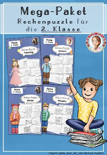 Cover: Mega-Paket Rechenpuzzle (2. Klasse) – digitales Unterrichtsmaterial für die Grundschule