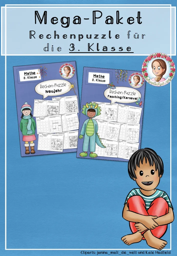 Rechenmalblätter Neujahr Mathematik Klasse 3 - Cover für Klasse 3