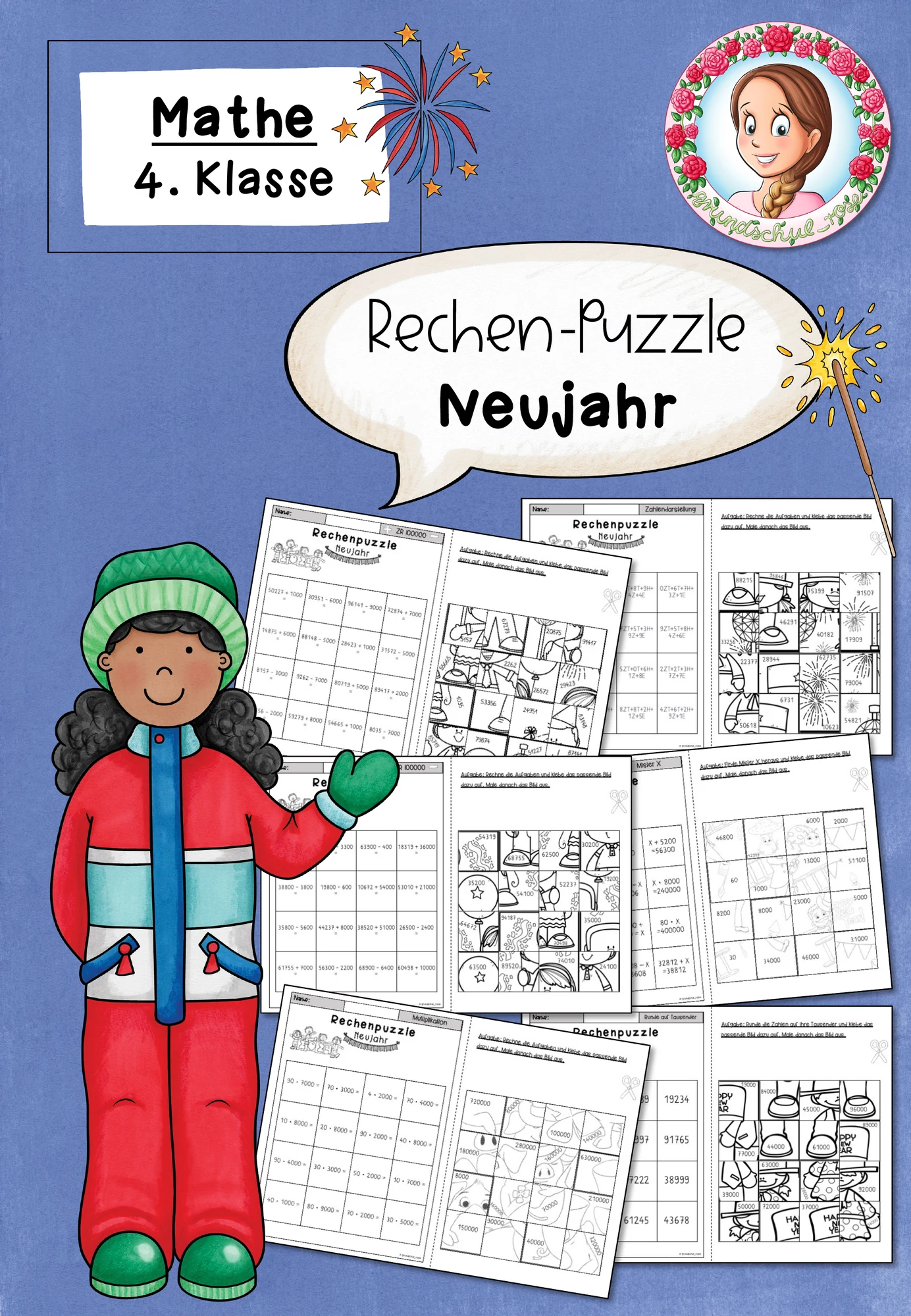 Rechenpuzzle Neujahr (4. Klasse) – Kopfrechnen, Konzentration & Selbstkontrolle zum Jahresstart