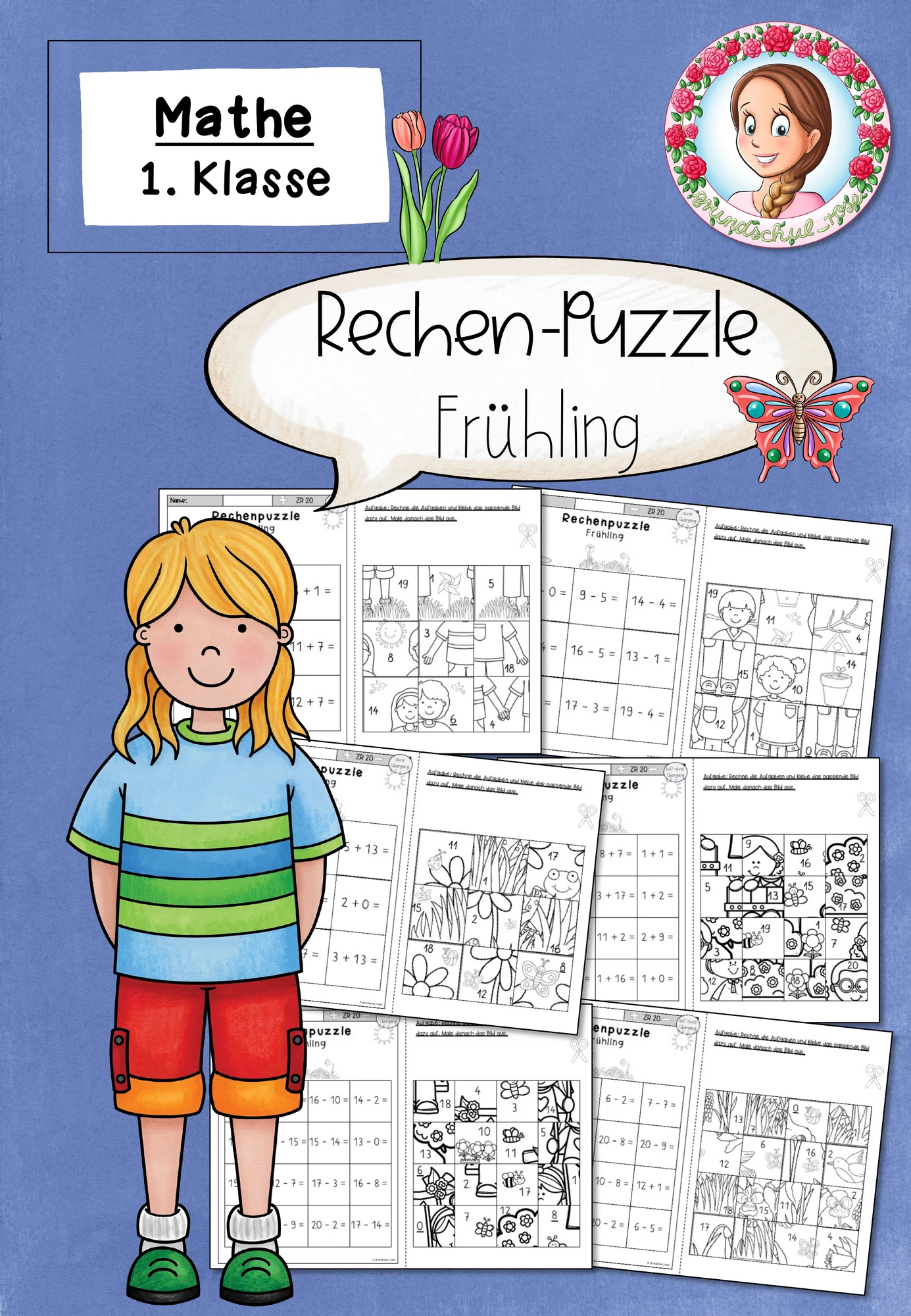 Rechenpuzzle Frühling | Mathe ZR 20 Klasse 1