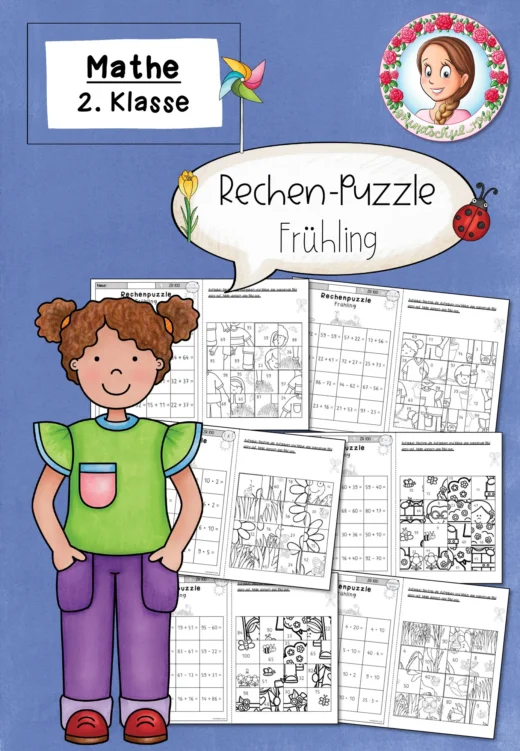 Rechenpuzzles Frühling für Klasse 2 im ZR 100
