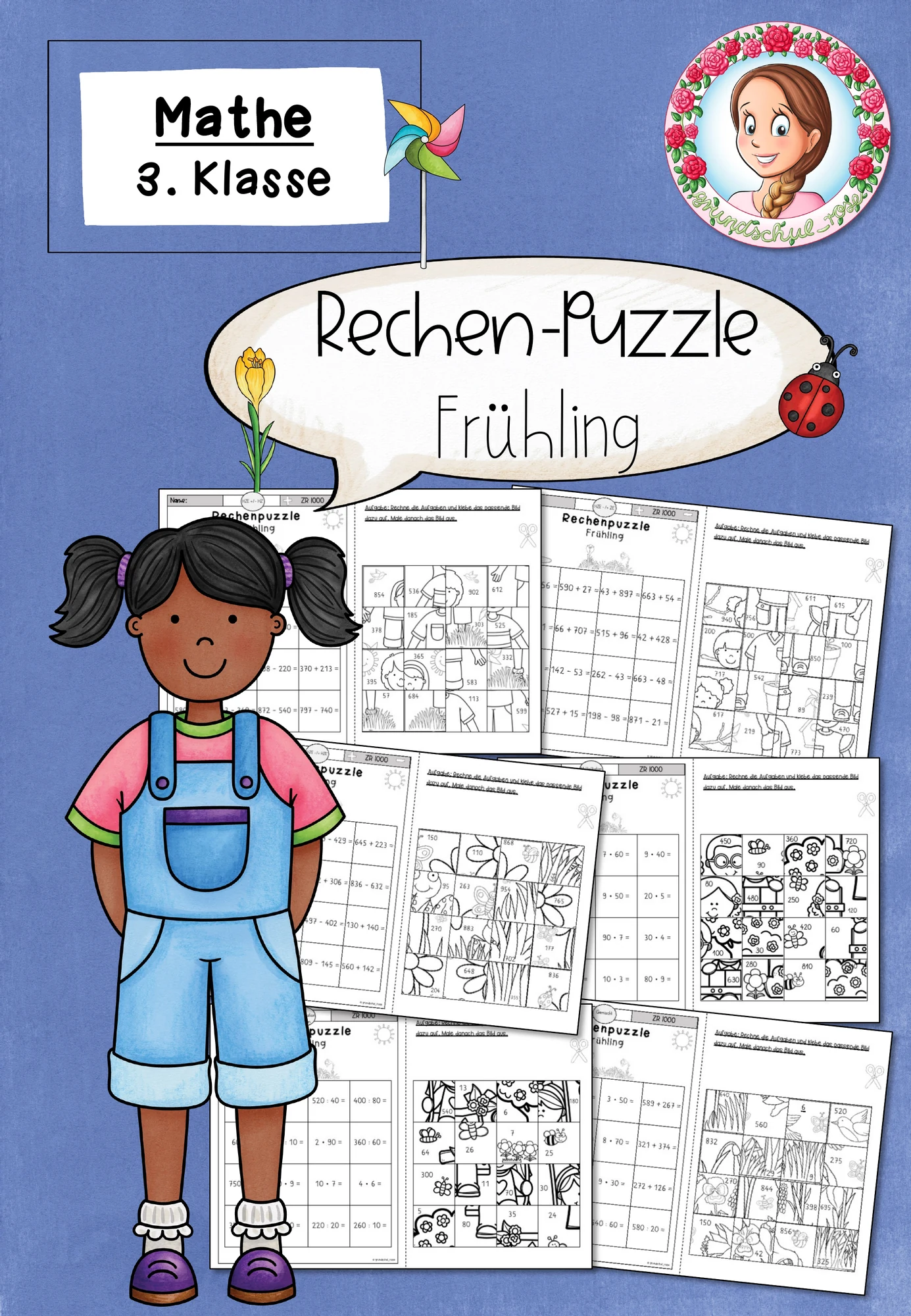 Rechenpuzzles Frühling | Mathe ZR 1000 Klasse 3