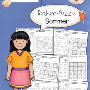Rechenpuzzle Sommer 2. und 3. Klasse | 4 Rechenpuzzle zu den Grundrechenarten