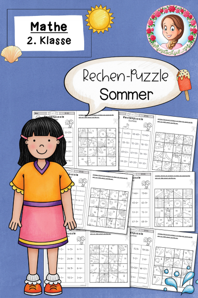Rechenpuzzle: Sommer (2. Klasse) (1057113)