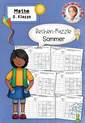 Cover: Rechenpuzzle Sommer | Mathe ZR 1000 Klasse 3 – digitales Unterrichtsmaterial für die Grundschule
