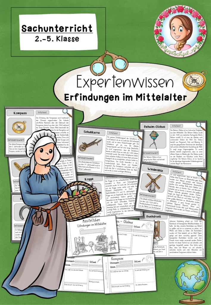 Mittelalter Grundschule | Erfindungen Wissenskartei Sachunterricht Klasse 2-5 Cover