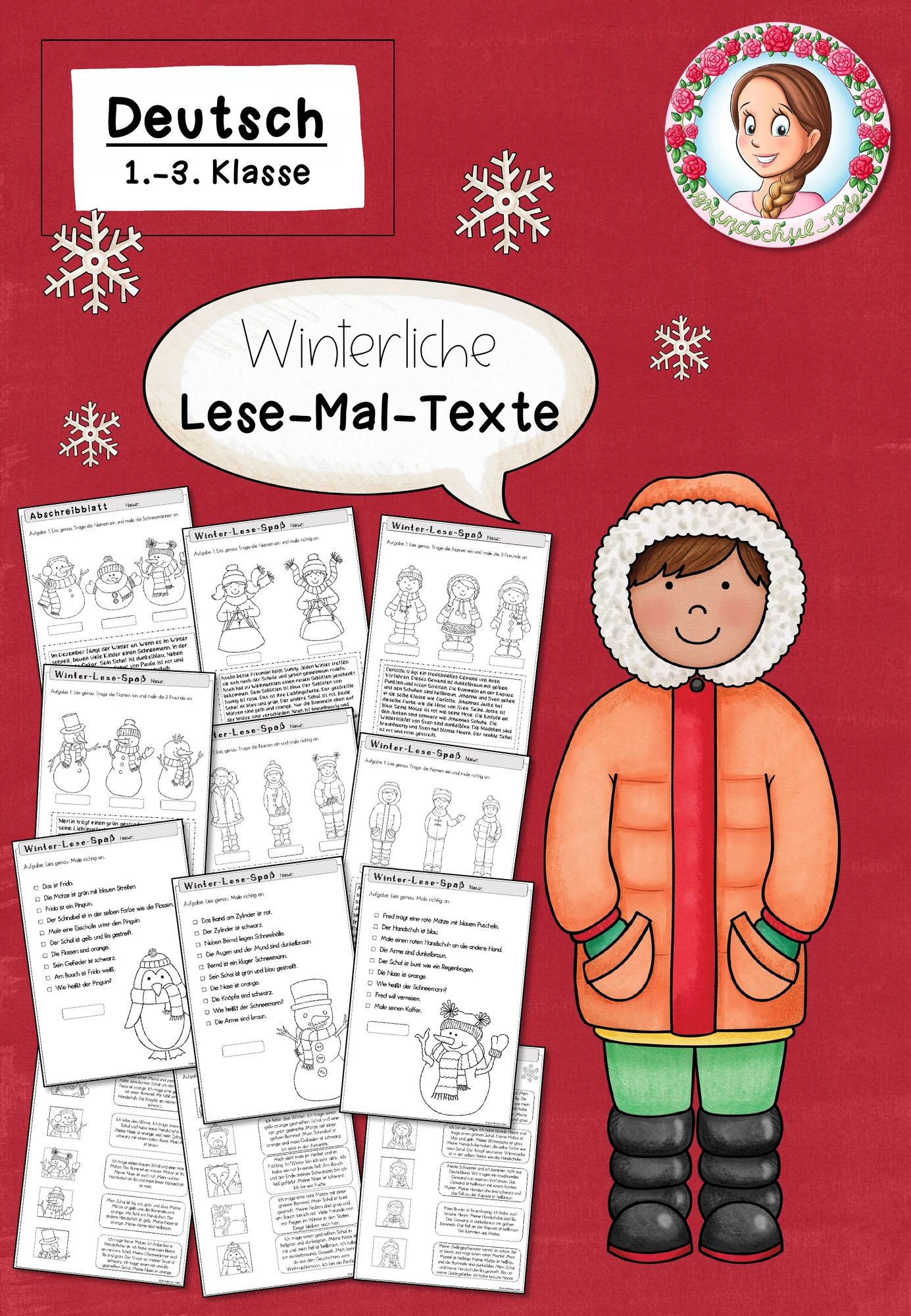 Lesen und Malen: Lesemalblätter Winter