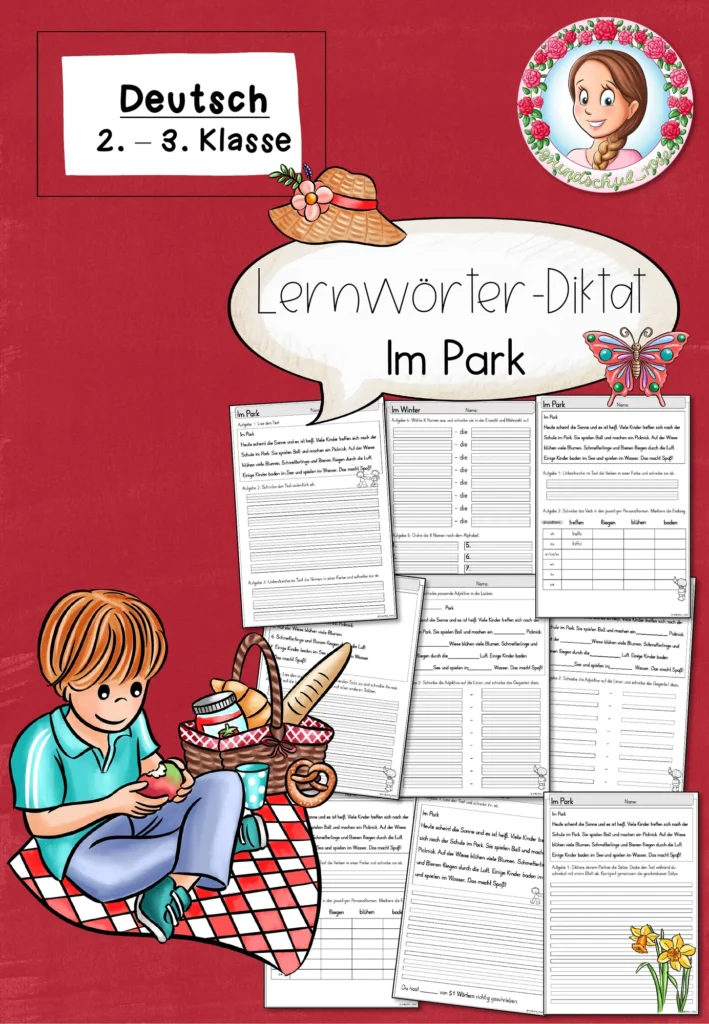 Lernwörter-Diktat Sommer Im Park Deutsch Klasse 2-3