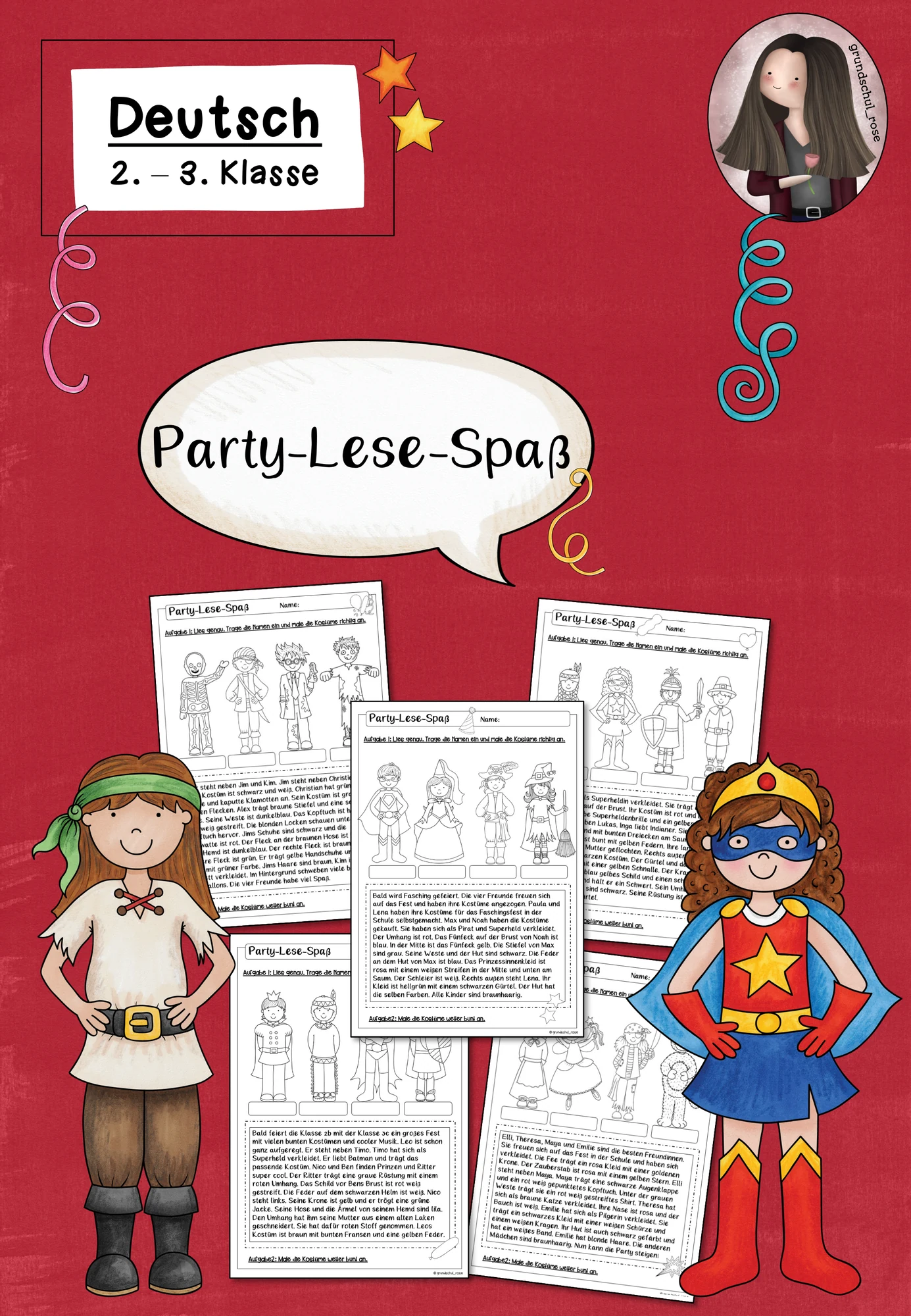 Leseübung Fasching / Karneval Party-Lese-Spaß (Klasse 2 bis 4) Deutsch