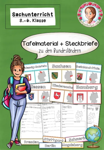 Cover: Bundesländer Steckbriefe | Deutschland Sachunterricht Klasse 3-6 – digitales Unterrichtsmaterial für die Grundschule