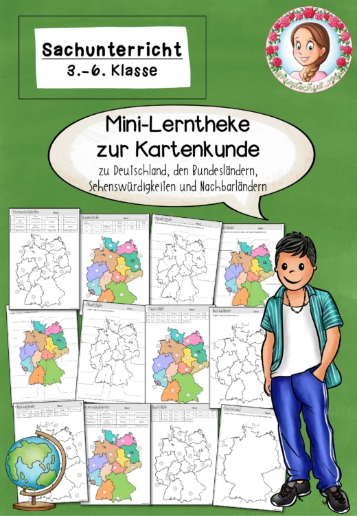 Mini-Lerntheke zur Kartenkunde zu den Bundesländern / Bundesländer / Deutschland (3.-6. Klasse)