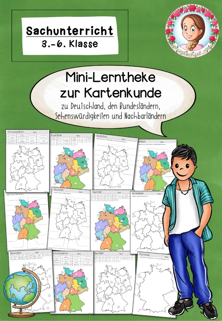 Mini-Lerntheke zur Kartenkunde zu den Bundesländern / Bundesländer / Deutschland (3.-6. Klasse) Cover
