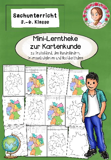 Cover: Mini-Lerntheke zur Kartenkunde zu den Bundesländern / Bundesländer / Deutschland (3.-6. Klasse) – digitales Unterrichtsmaterial für die Grundschule