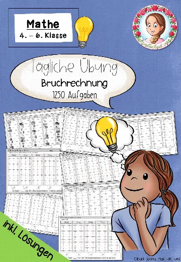 Cover: Kopfrechnen Bruchrechnung Tägliche Übungen Klasse 4 bis 6 – digitales Unterrichtsmaterial für die Grundschule