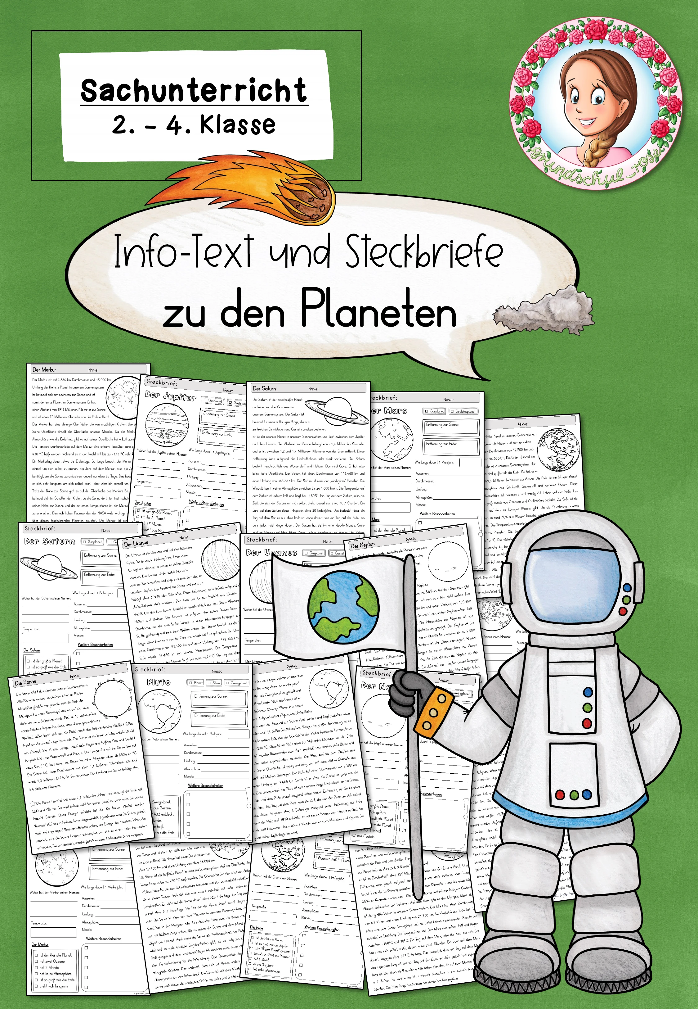 Planeten Steckbriefe | Sonnensystem Grundschule Klasse 2-4