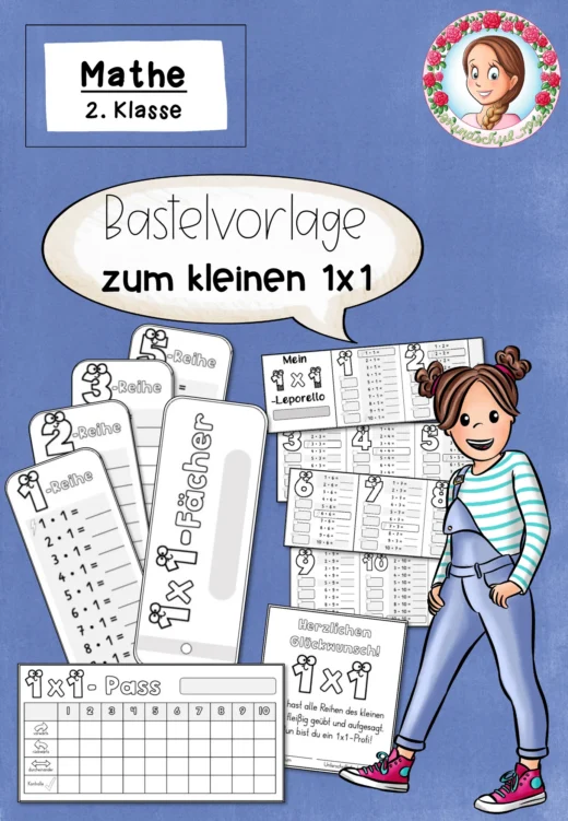 Einmaleins 1x1 Bastelvorlagen für die 2. Klasse – Pass, Fächer, Leporello & Urkunde für das Einmaleins