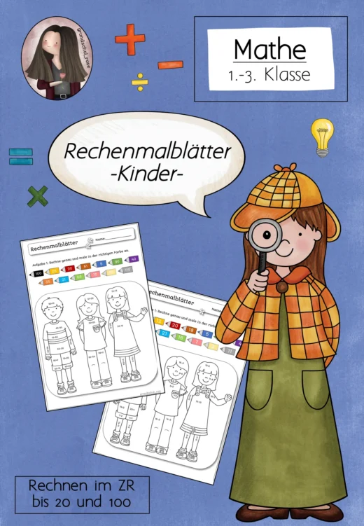 Freebie: Rechenmalblätter "Kinder" (1.-3. Klasse)
