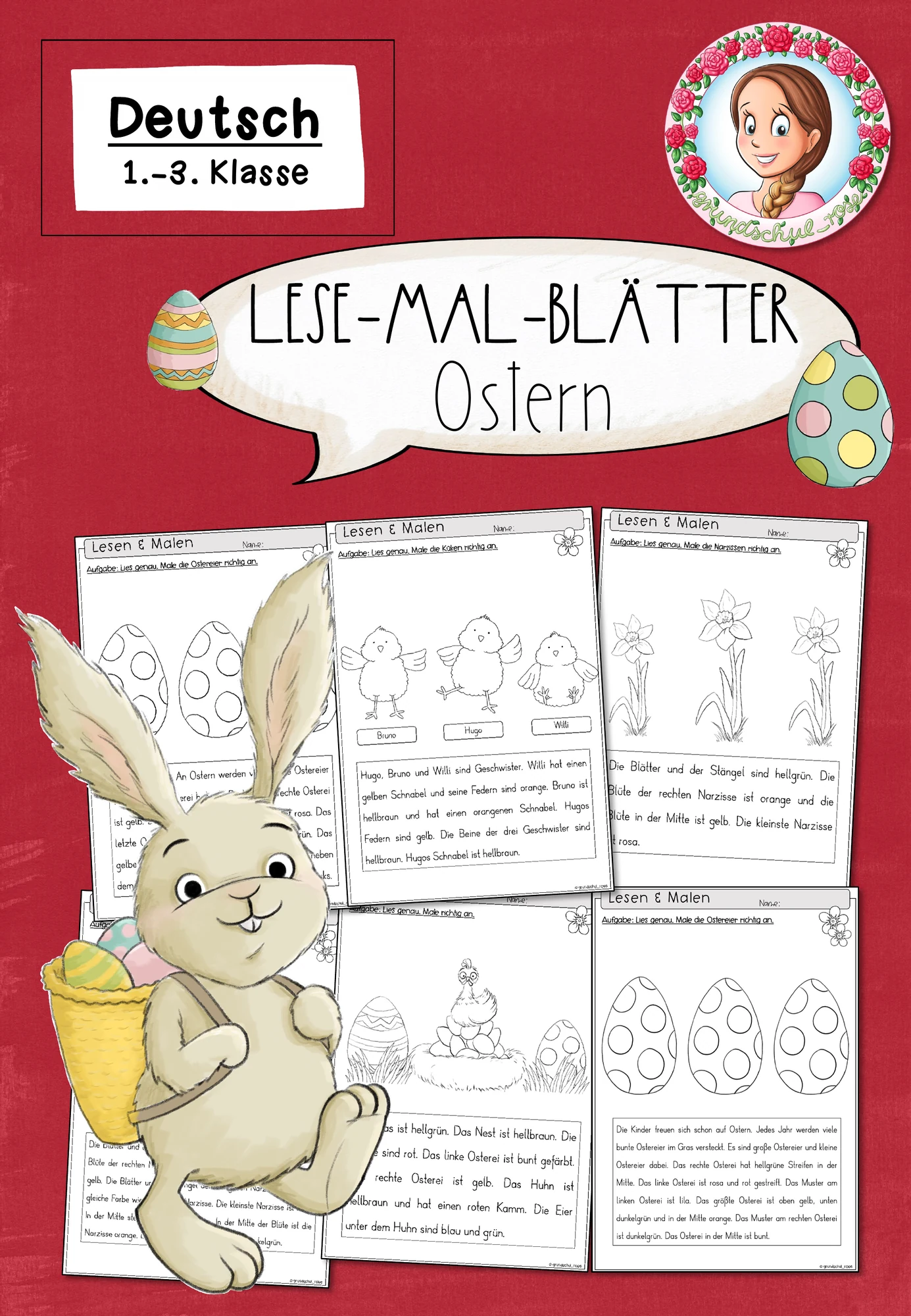 Lesemalblätter Ostern | Deutsch Klasse 1-3