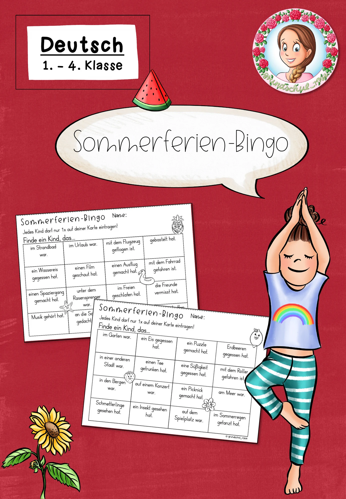 Sommerferien Bingo | Deutsch Klasse 1-4