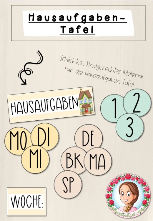 Hausaufgabentafel (1.-6. Klasse)