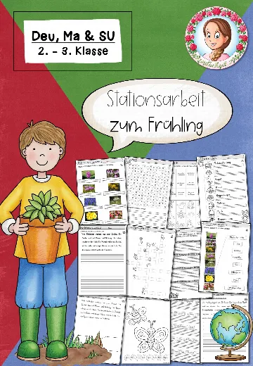 Cover: Frühling Stationsarbeit | Deutsch Mathe Sachunterricht Klasse 1-2 – digitales Unterrichtsmaterial für die Grundschule