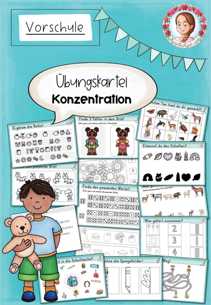 Konzentrationsübungen Vorschule | Übungskartei für die Kita