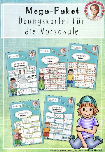 Cover: Vorschulübungen zum Ausdrucken: Mega-Paket für Kita & Schulstart – digitales Unterrichtsmaterial für die Grundschule