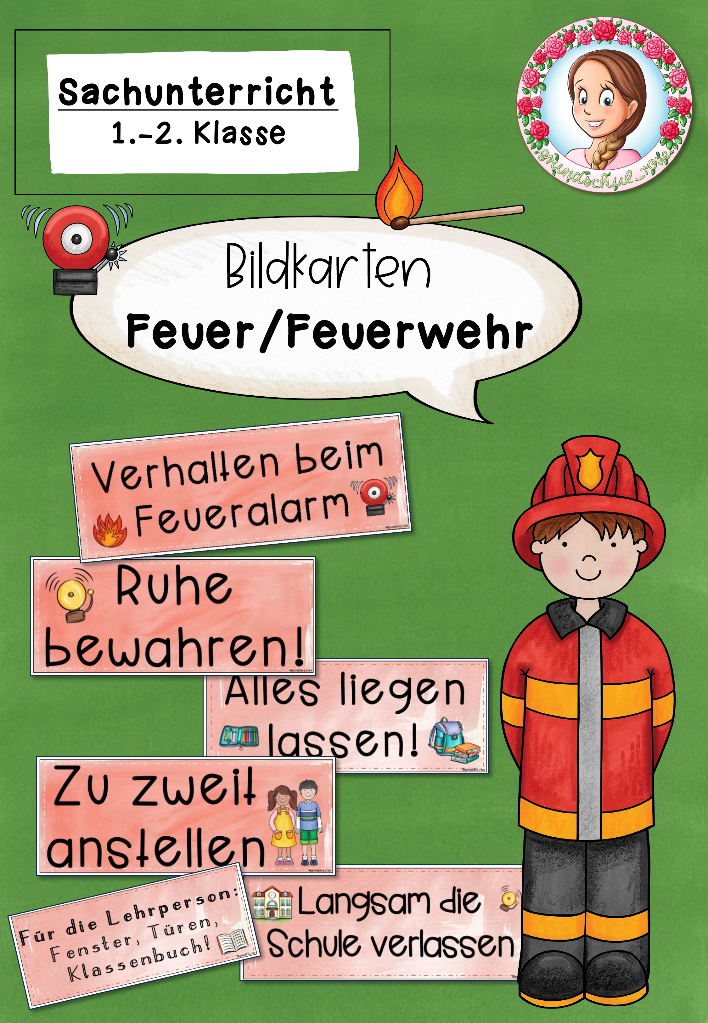 Verhalten bei Feuer Bildkarten | Sachunterricht Klasse 1-2
