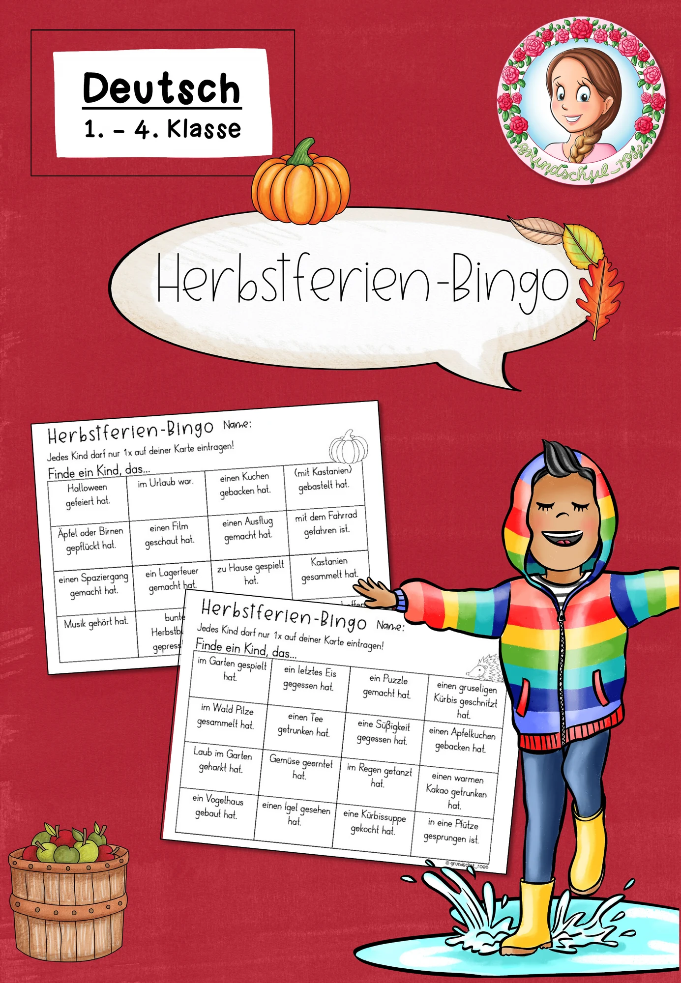 Herbst: Ferienbingo – Sprechanlass und Gesprächsanlass (Klasse 1. – 4.)