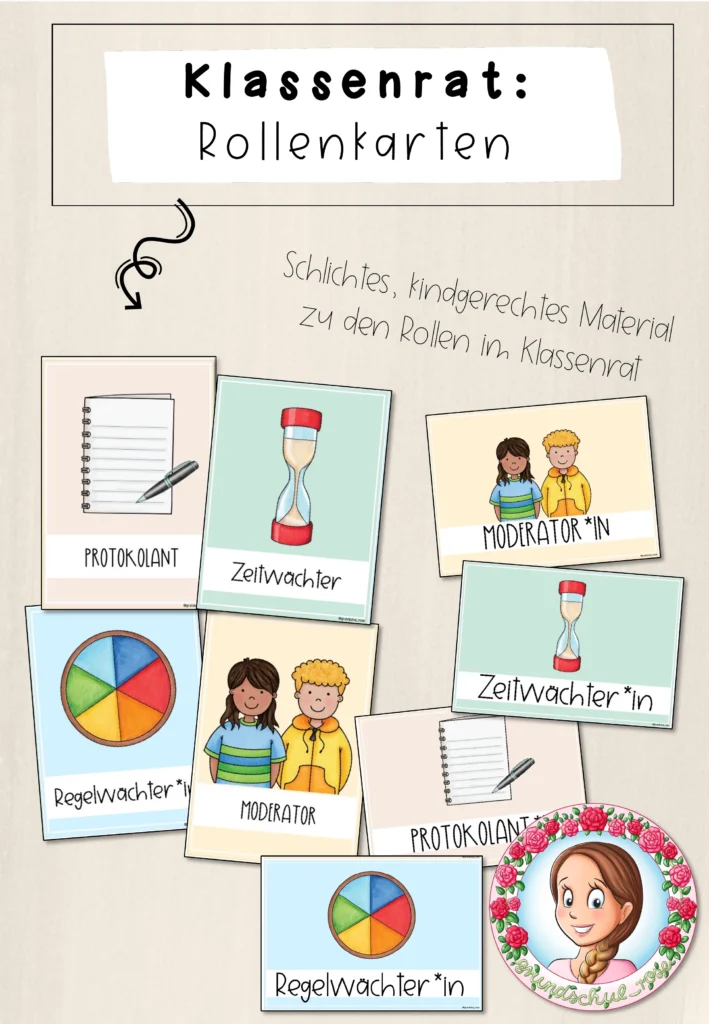 Klassenorganisation Klassenrat Rollenkarten Klasse 1-6 - Cover für Klasse 1-6