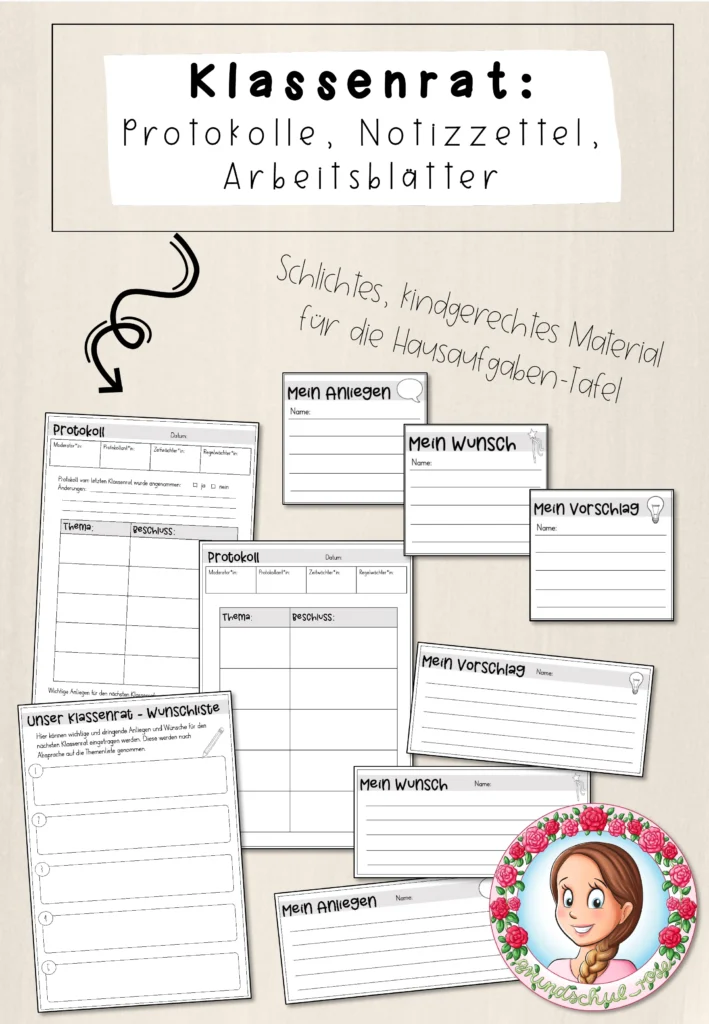 Klassenorganisation Klassenrat Protokolle Klasse 1-6 - Cover für Klasse 1-6