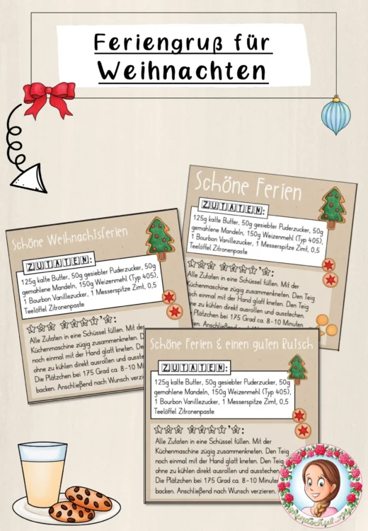 Weihnachten  Keksrezept / Feriengruß