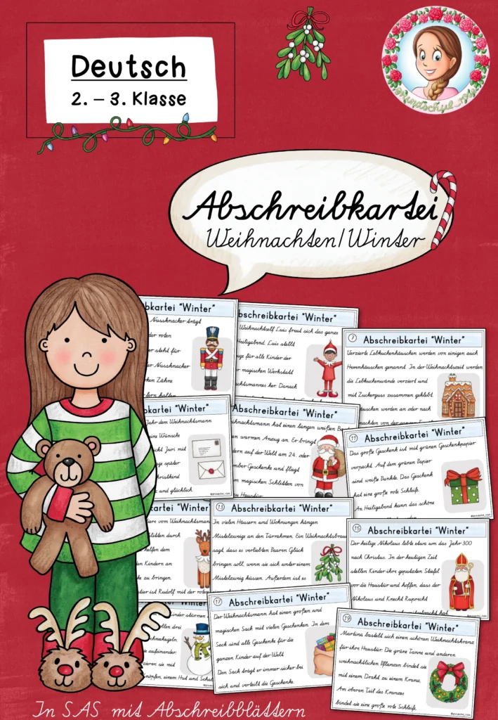 Abschreibkartei Weihnachten Deutsch Klasse 2-3 - Cover für Klasse 2-3