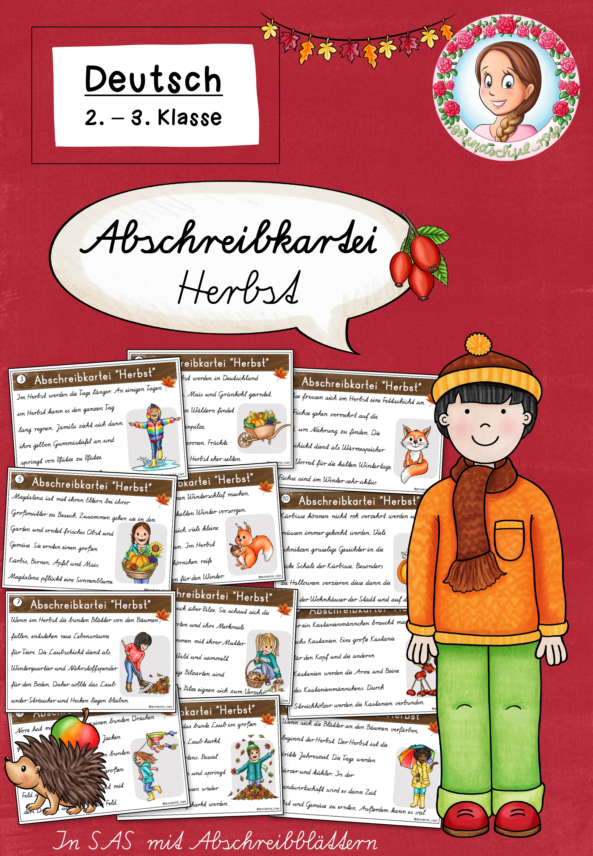 Herbst: Abschreibkartei in Schulausgangsschrift (2.–3. Klasse)