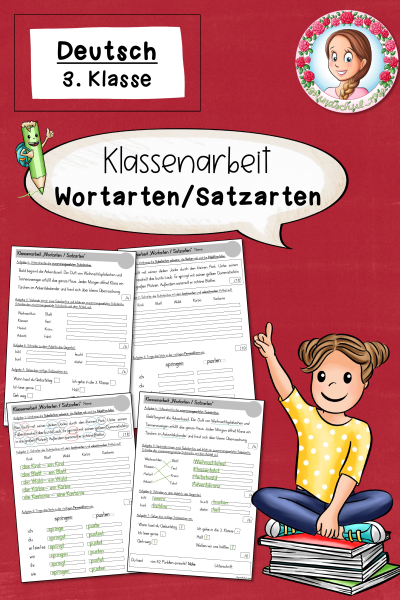 Klassenarbeit zu den Wortarten und Satzarten (3. Klasse) (1362005)