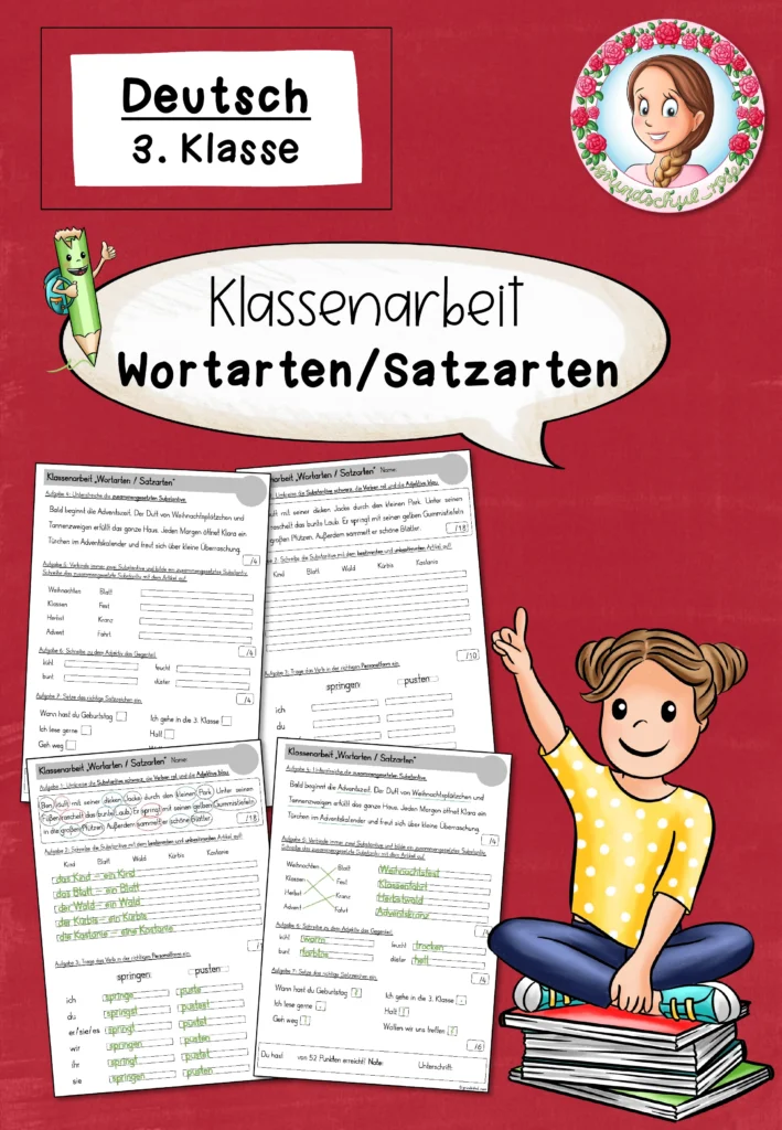 Unterrichtsmaterial Wortarten Deutsch Klasse 3 - Cover für Klasse 3