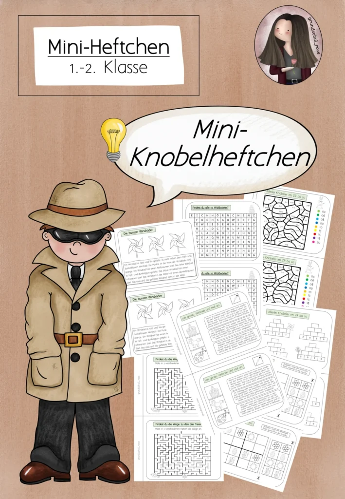Cover Knobelheft Mathe und Deutsch Klasse 1-3 Mini-Heft