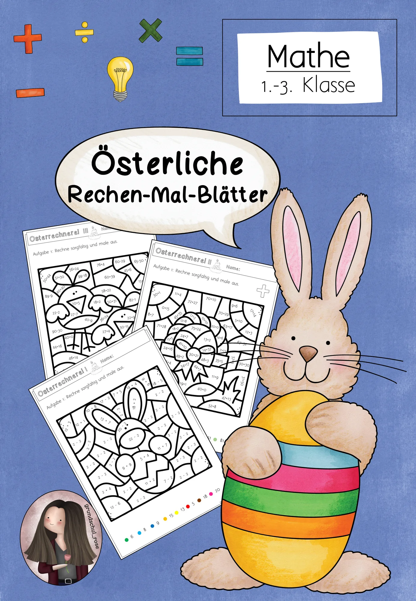 Rechenmalblätter Ostern Mathematik Klasse 1-3 - Cover für Klasse 1-3
