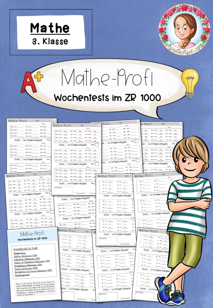 Kopfrechnen ZR 1000 | Mathe-Wochentests Klasse 3