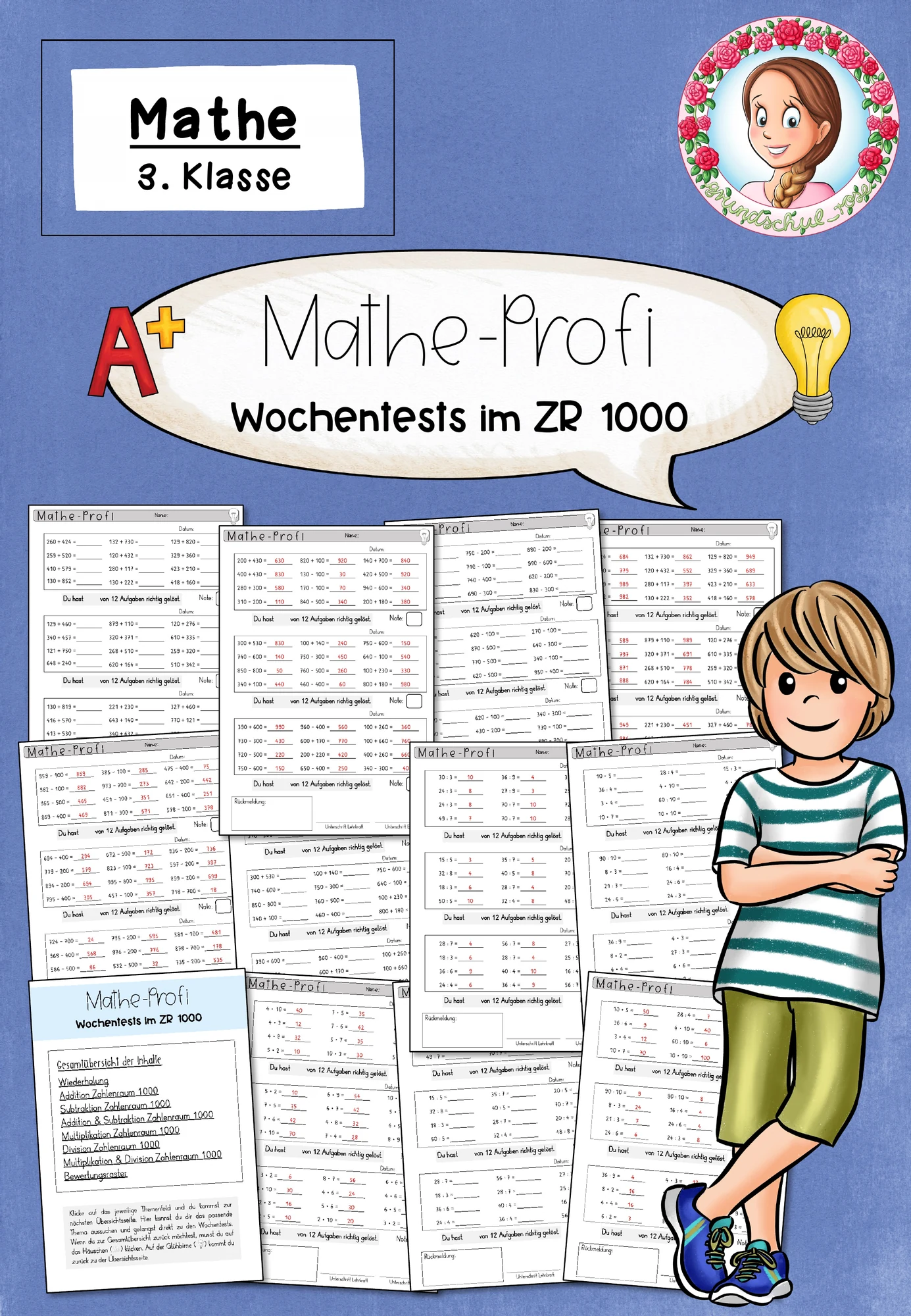Kopfrechnen ZR 1000 | Mathe-Wochentests Klasse 3