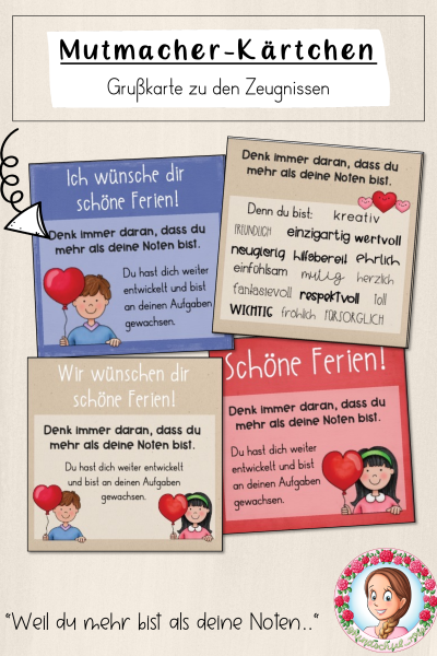 Mutmacher-Karten zu den Zeugnissen / Feriengruß zum Halbjahr (1404432)