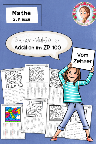 Rechenmalblätter Addition Subtraktion Klasse 2 Um den Zehner ZR 100 (1406696)