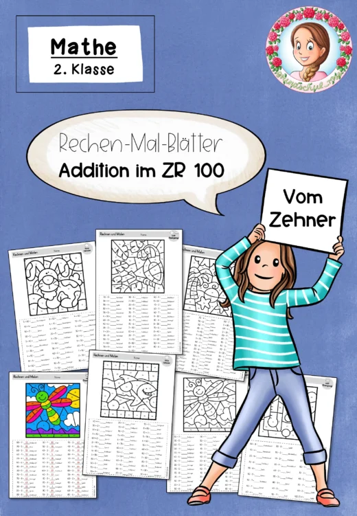 Rechenmalblätter Addition Subtraktion Klasse 2 Um den Zehner ZR 100
