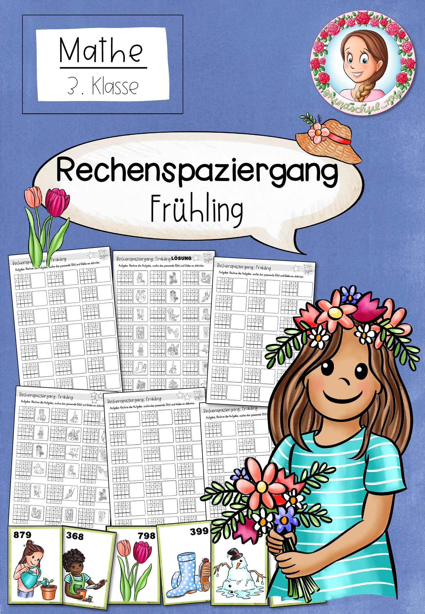 Rechenspaziergang Frühling | Schriftliche Addition ZR 1000 Klasse 3-4